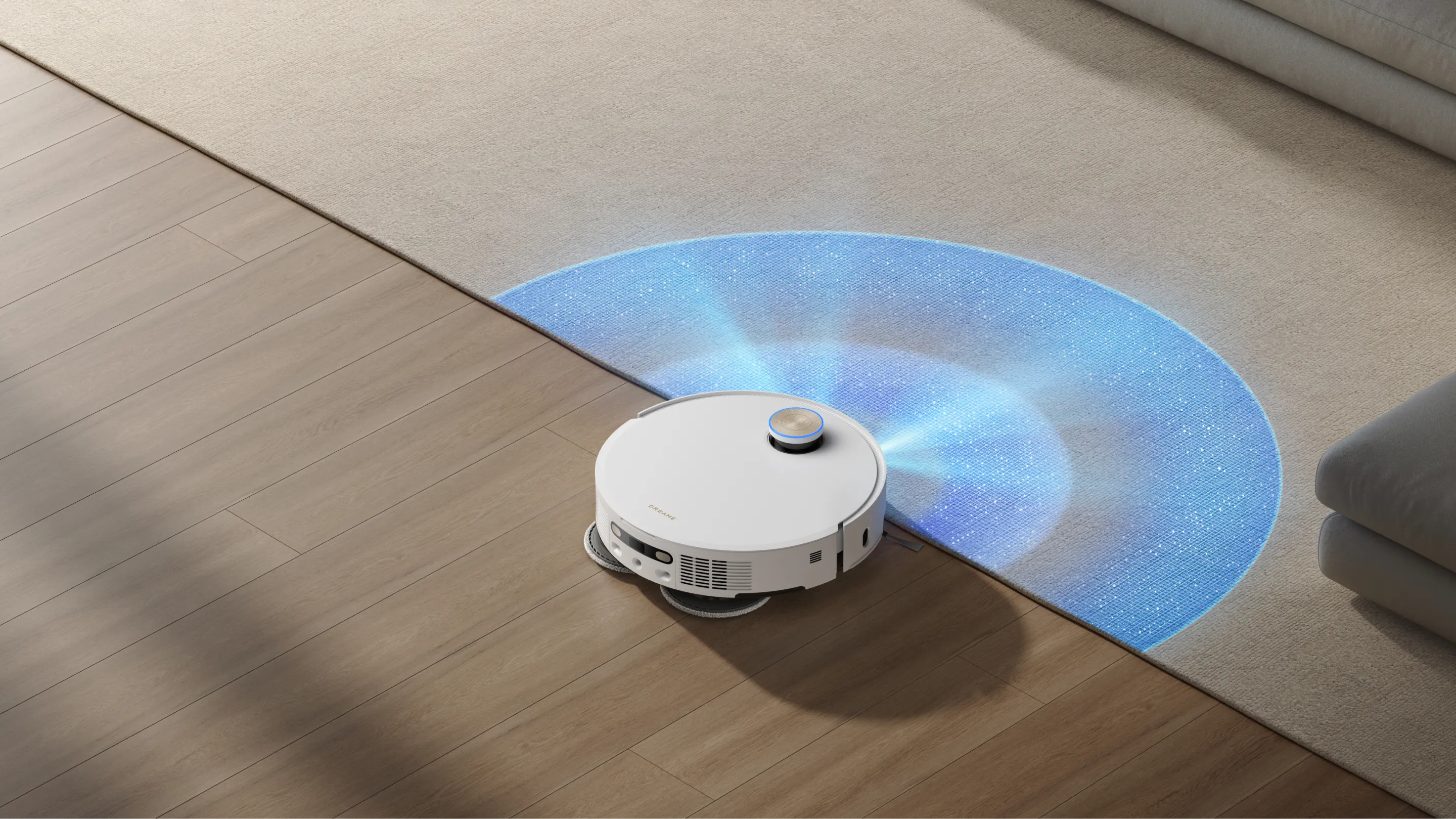 Robot aspirateur avec détection automatique des tapis et changement de mode de nettoyage