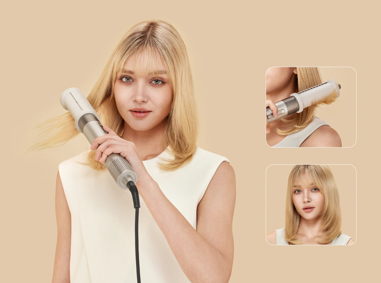 Dreame AirStyle Shine avec accessoire pour cheveux rebelles utilisant l’effet Coanda pour lisser les frisottis et obtenir des cheveux doux et légers