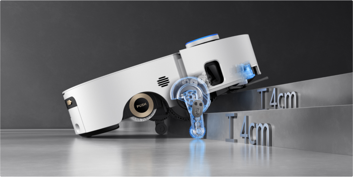 Dreame Aqua10 Ultra Roller Complete système FlexRise franchit seuils 8cm sans dommage