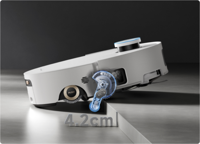 Dreame Aqua10 Ultra Roller Complete système FlexRise franchit des seuils de 4.2cm facilement