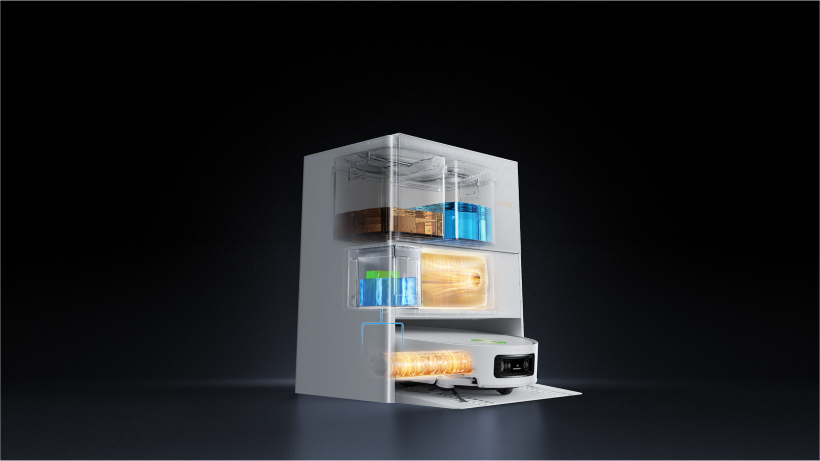 Dreame Aqua10 Ultra Roller Complete station de vidage automatique gère poussière eau et déchets pour un nettoyage mains libres