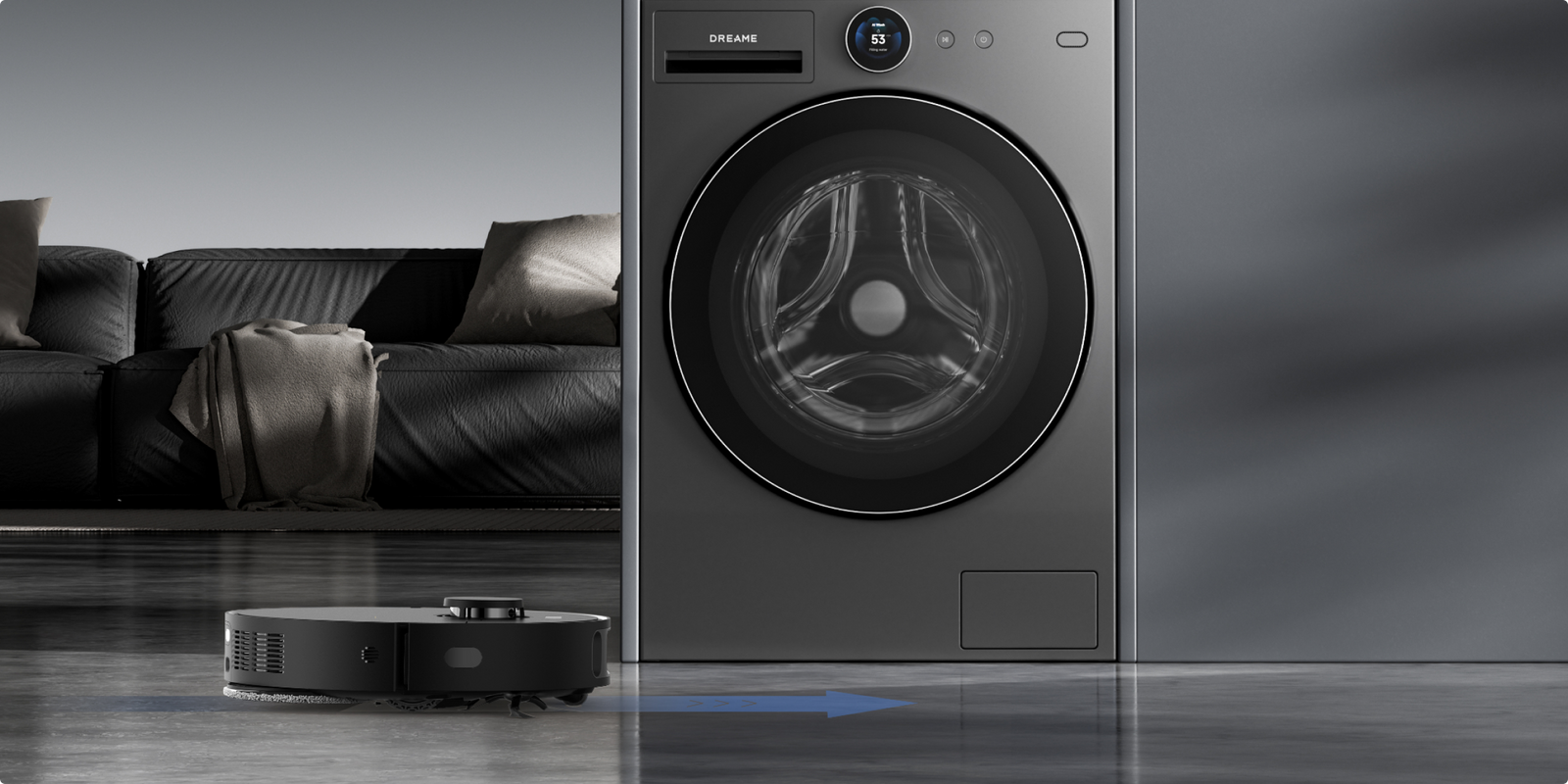 Dreame AI Inverter Washer L9 base compatible robot aspirateur avec dégagement pour nettoyage du sol sans obstacle
