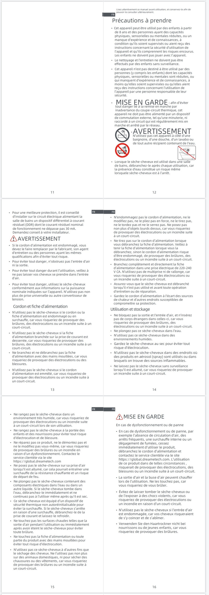 Avertissements et consignes de sécurité