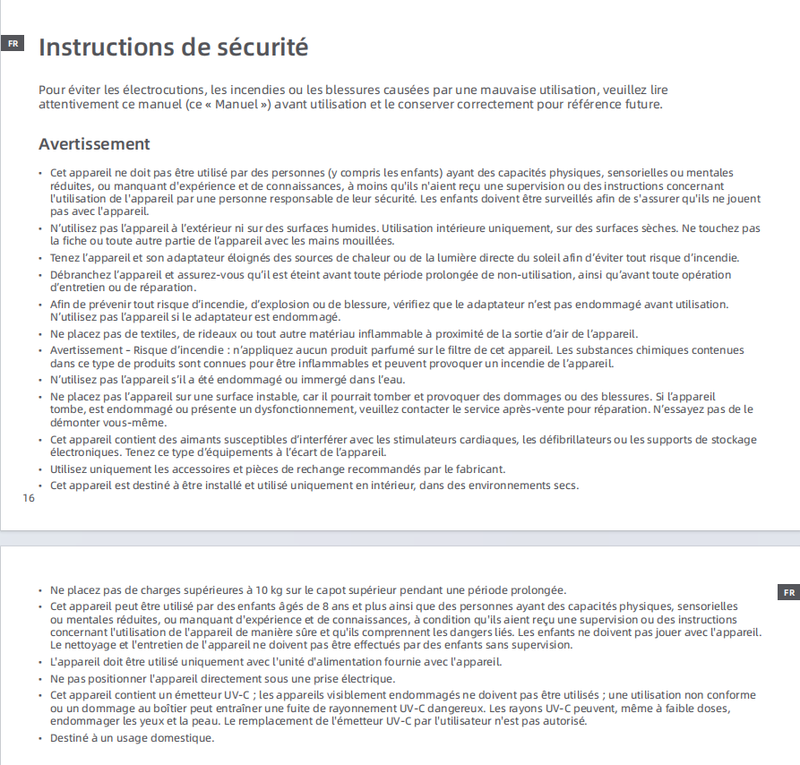 Avertissements et consignes de sécurité