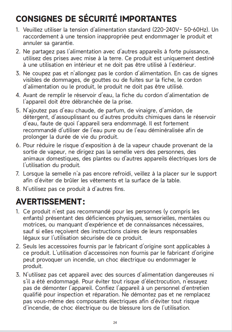 Avertissements et consignes de sécurité
