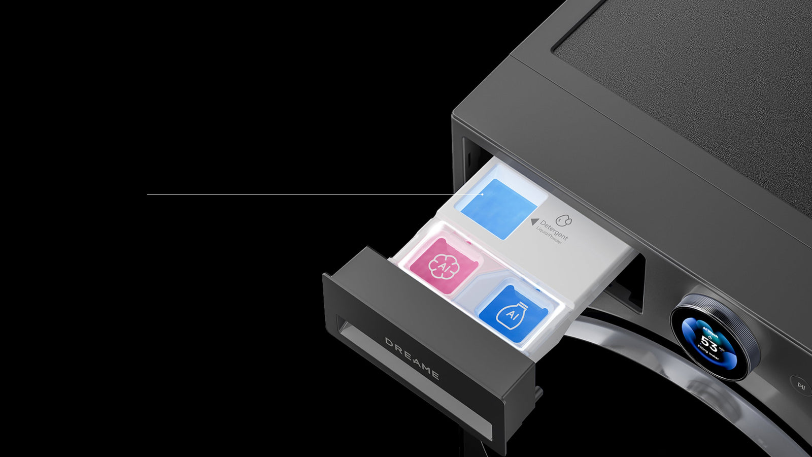 Dreame AI Inverter Washer L9 tiroir Dual Smart Dosing avec dosage IA précis du détergent et de l'assouplissant