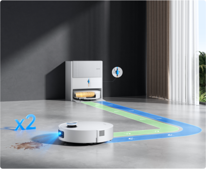 Dreame Aqua10 Ultra Roller Complete système de détection de saleté déclenche re lavage et re lavage automatique si nécessaire