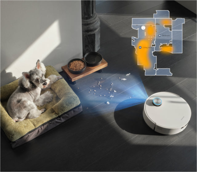 Dreame Aqua10 Ultra Roller Complete zone d’activité des animaux avec nettoyage et cartographie précise