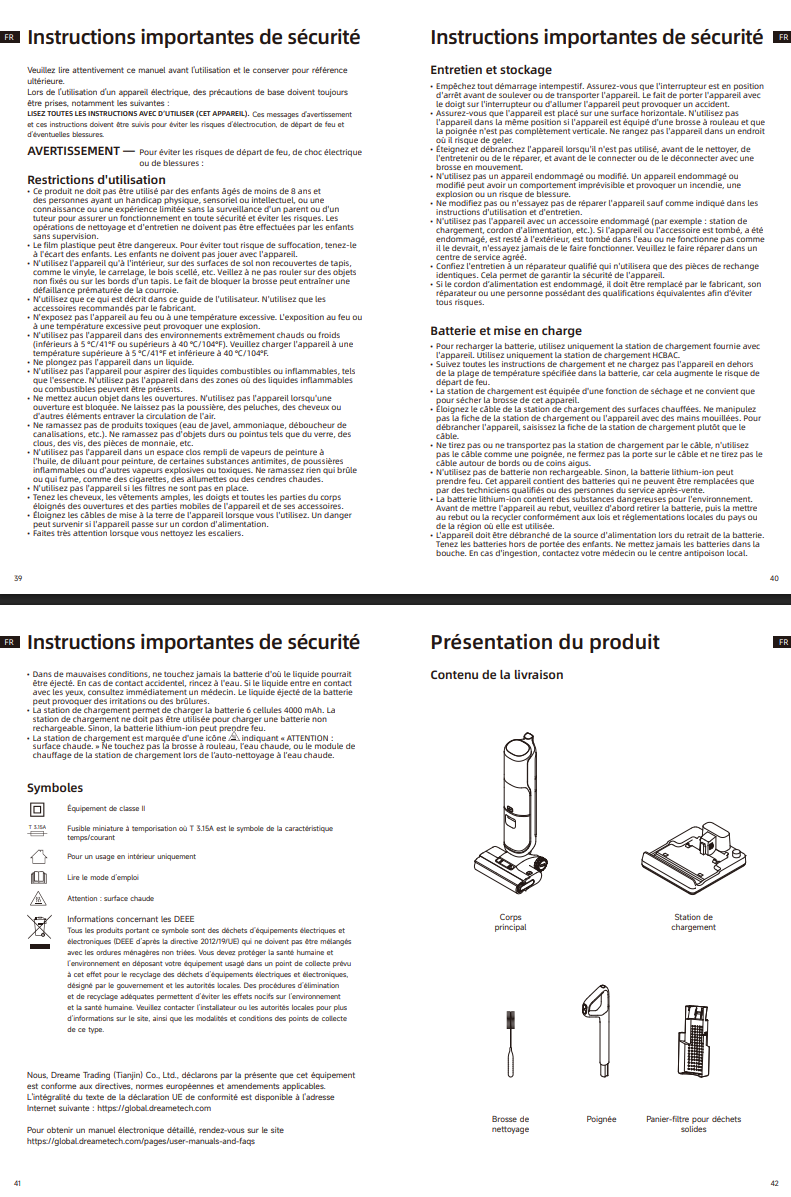 Avertissements et consignes de sécurité