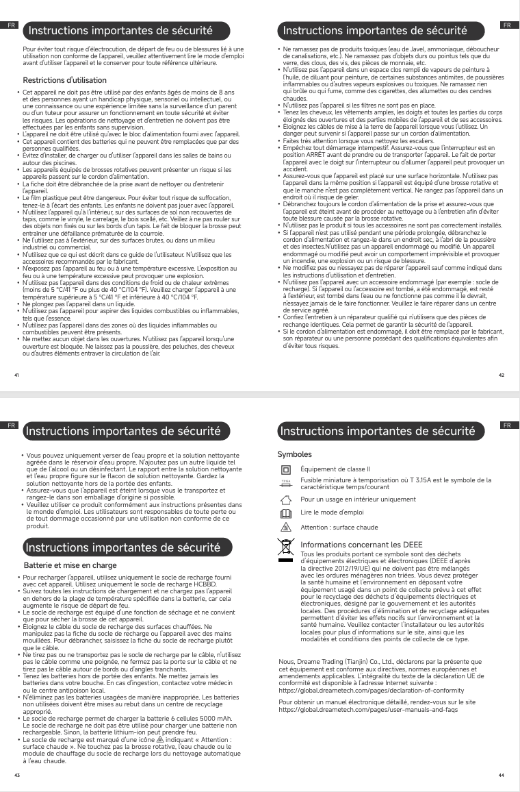Avertissements et consignes de sécurité