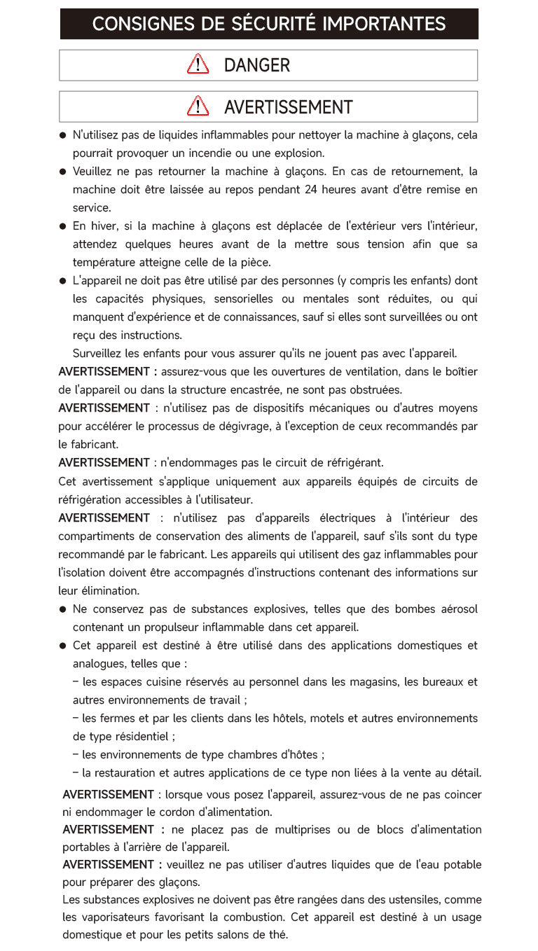 Avertissements et consignes de sécurité