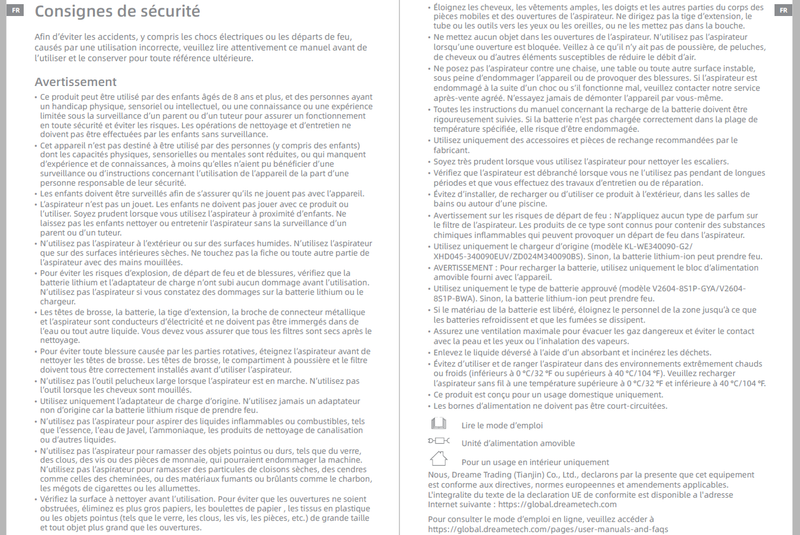Avertissements et consignes de sécurité
