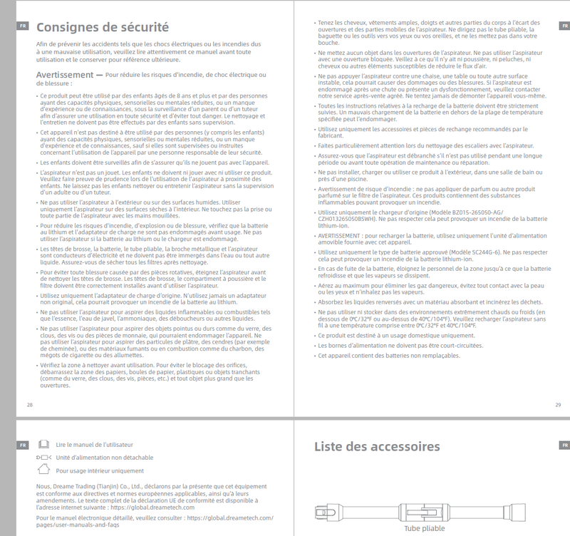Avertissements et consignes de sécurité
