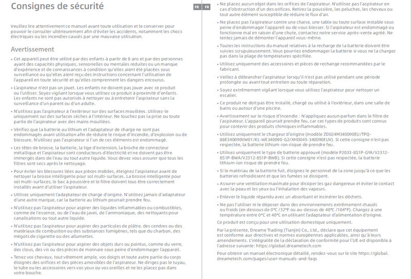 Avertissements et consignes de sécurité