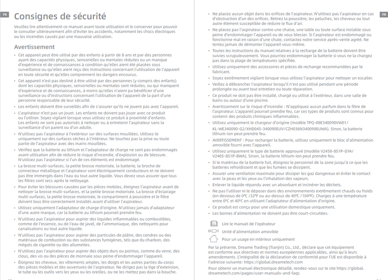 Avertissements et consignes de sécurité