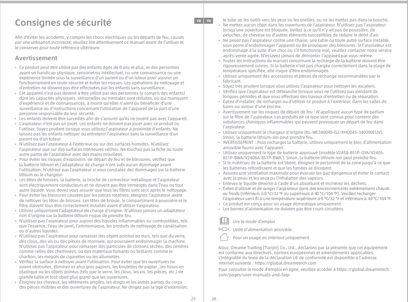 Avertissements et consignes de sécurité