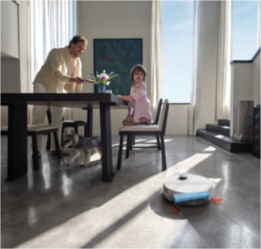 Dreame Aqua10 Ultra Roller Complete AstroVision IA nettoie efficacement dans les pièces encombrées d’obstacles