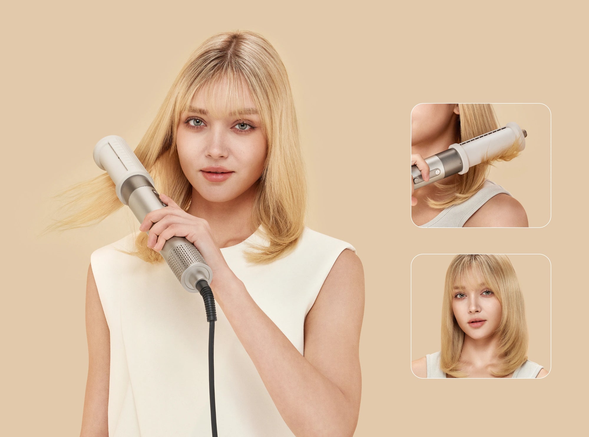 Dreame AirStyle Shine avec accessoire pour cheveux rebelles utilisant l’effet Coanda pour lisser les frisottis et obtenir des cheveux doux et légers
