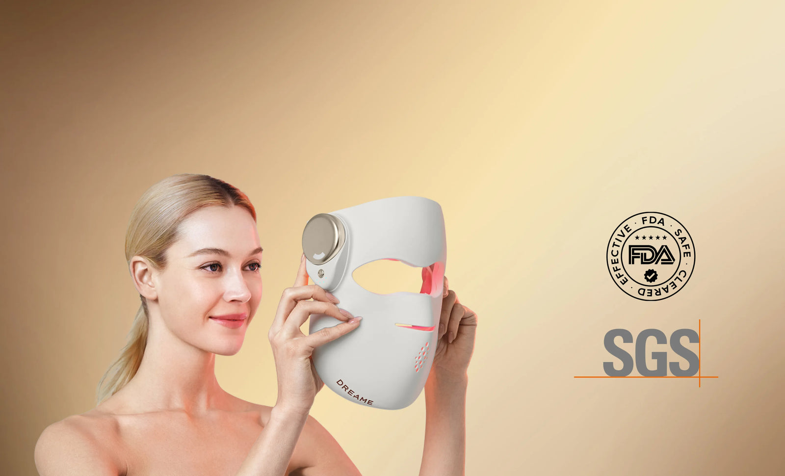 Dreame Chrona masque anti-âge à photons – certifié SGS : améliorations mesurables de l'élasticité, de l'éclat et des ridules en 28 jours.