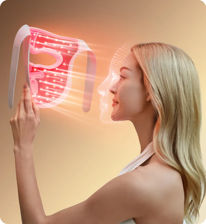 Dreame Chrona masque anti-âge à photons – 280 perles LED haute énergie pour un traitement lumineux uniforme sur tout le visage.