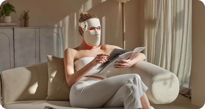 Dreame Chrona masque anti-âge à photons – séance lumineuse de 10 minutes intégrée à votre lecture quotidienne.