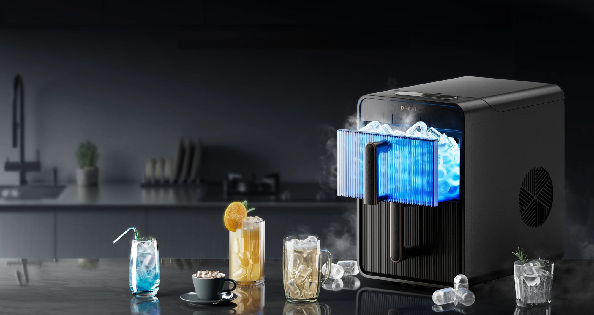 Machine à glaçons Aura Bullet de Dreame, glaçons instantanés, rafraîchissement sans effort.