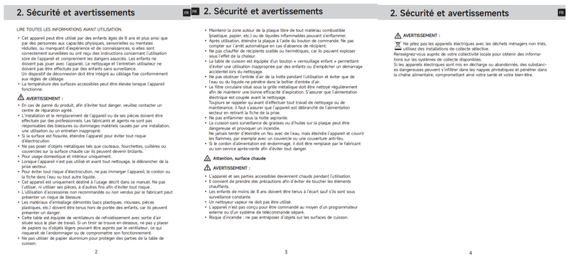 Avertissements et consignes de sécurité