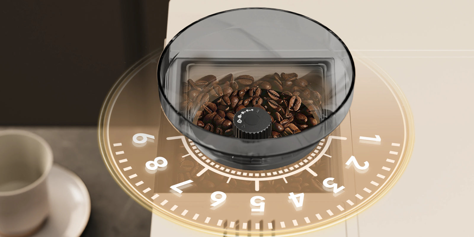 Réglages de mouture sur <br class="coffeemas_c-pc-hide">9 niveaux avec <br class="coffeemas_c-small-hide">dosage précis*