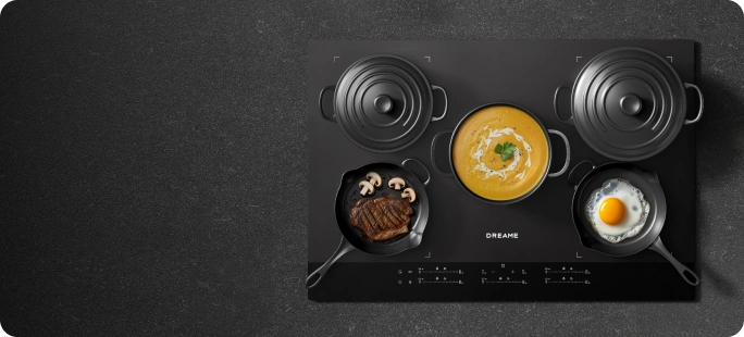 Cinq zones de cuisson indépendantes