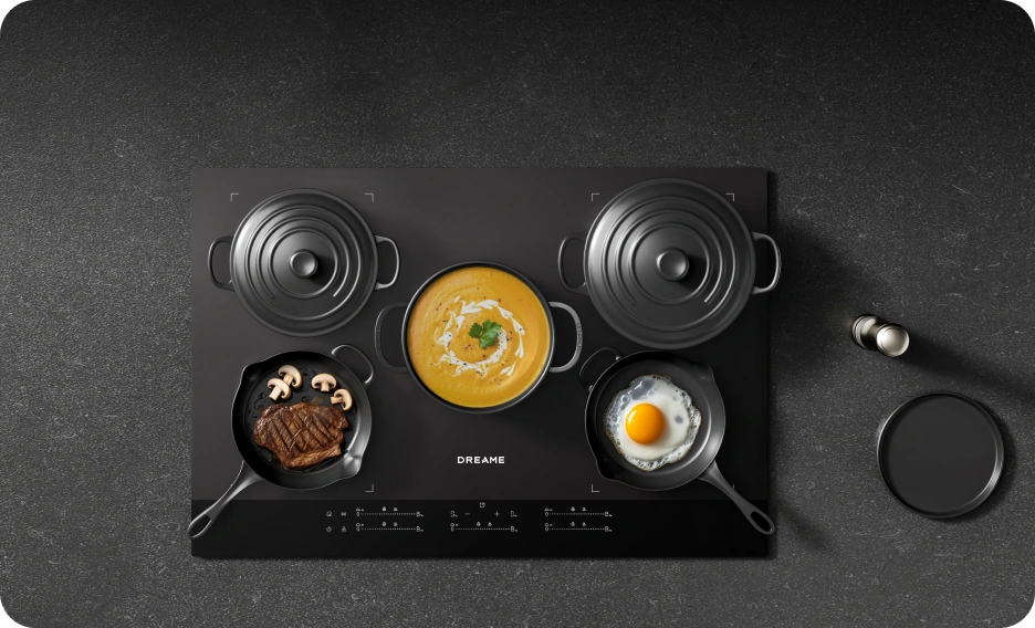 Cinq zones de cuisson indépendantes