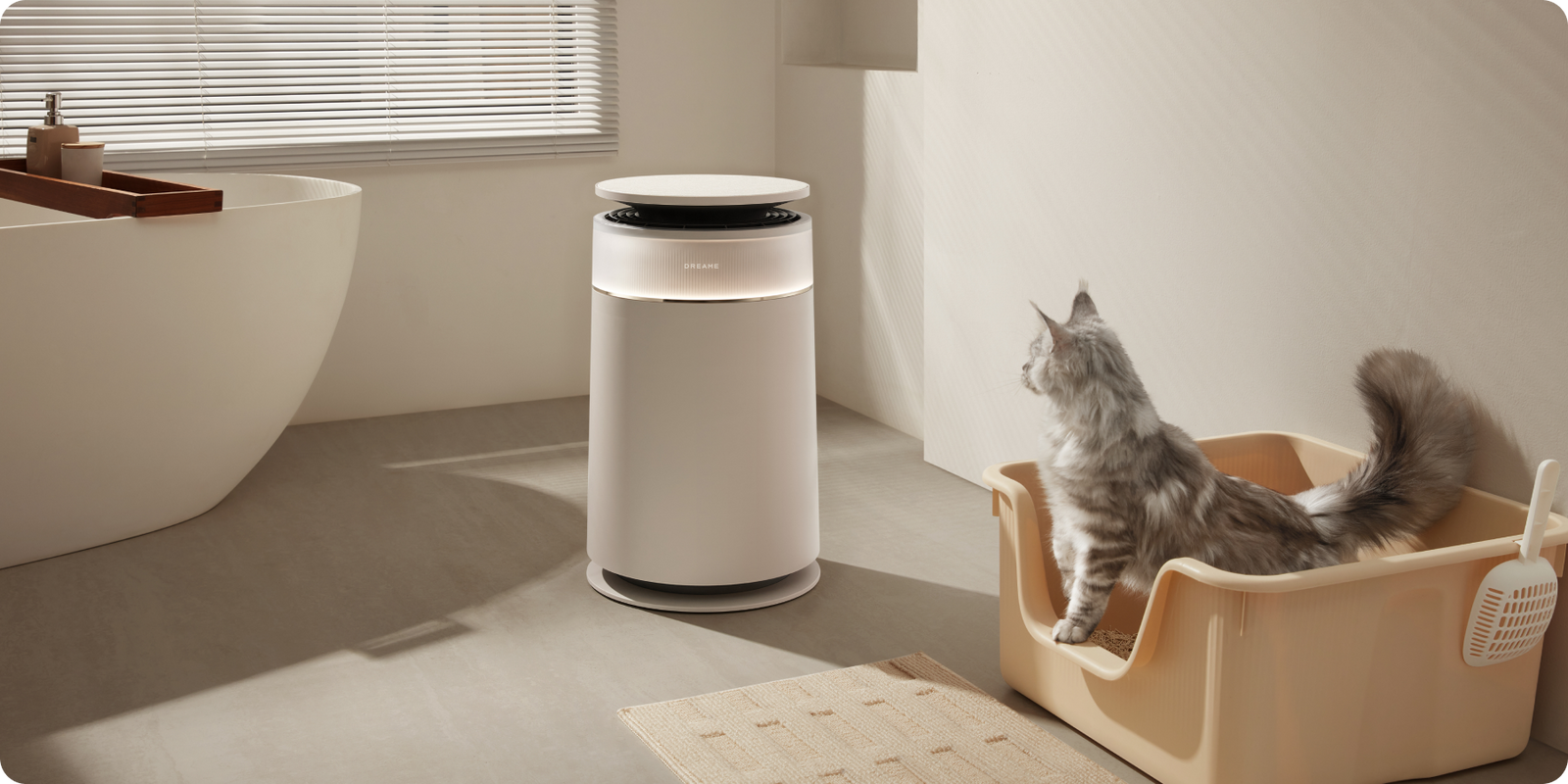 Le Dreame FP10 Purificateur d'air pour animaux réduit quatre types d'odeurs animales dont les odeurs de litière et d'urine à 99,9 %.
