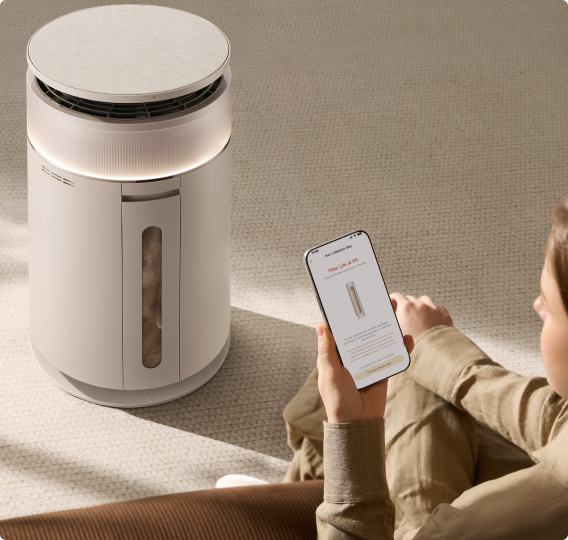 Le Dreame FP10 Purificateur d'air pour animaux envoie automatiquement une notification sur l'application dès que le bac de collecte est plein.