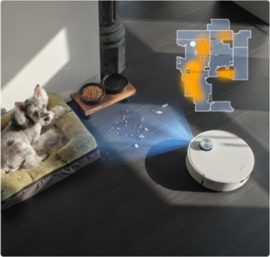 Dreame Aqua10 Ultra Roller Complete zone d’activité des animaux avec nettoyage et cartographie précise