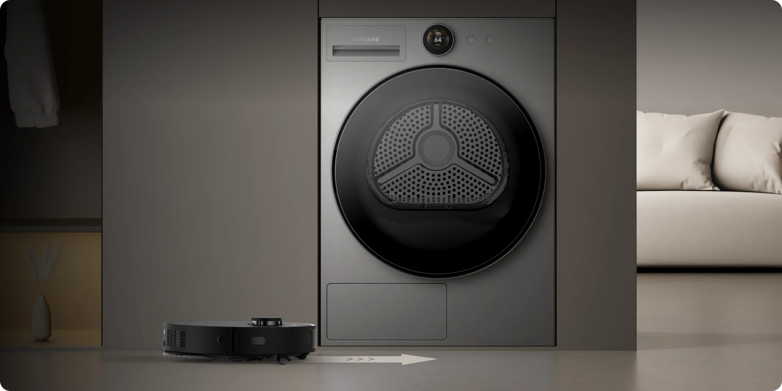 Dreame AI Dual Inverter Dryer L9 base compatible robot aspirateur sans angles morts ni espaces inaccessibles