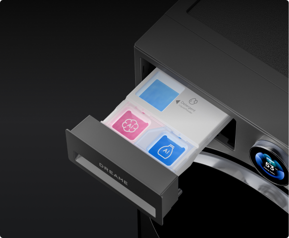 Dreame AI Inverter Washer L9 double dosage intelligent du détergent et de l'assouplissant en bac séparé