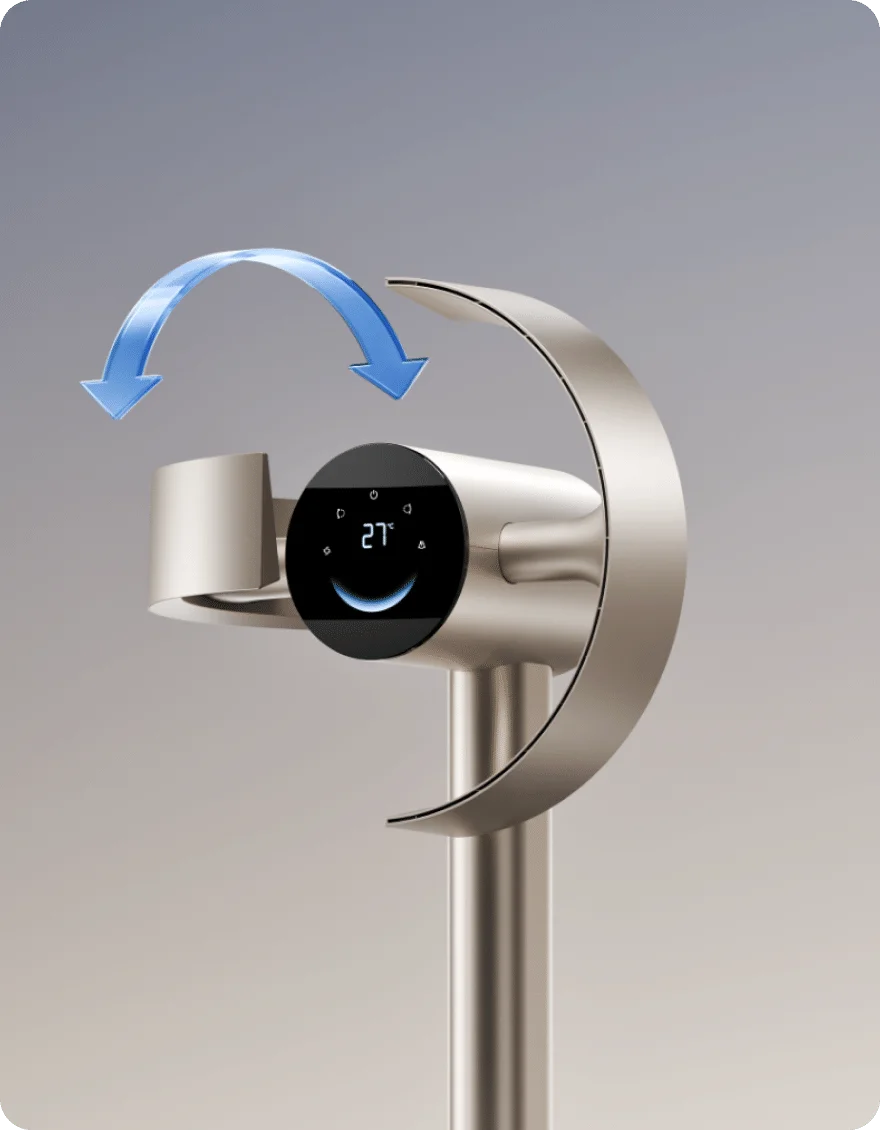 Le Dreame MF10 Ventilateur sans pales oscille 180° en horizontal et 90° en vertical pour alimenter en air frais chaque recoin de la pièce.