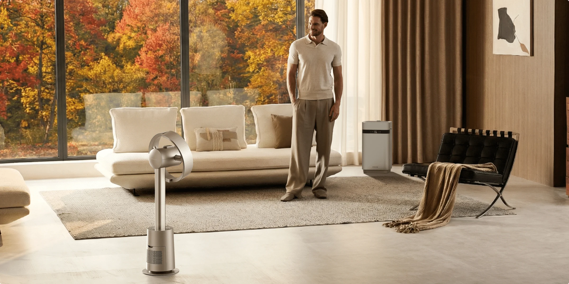 En saison sèche, le Dreame MF10 Ventilateur sans pales associé à un humidificateur apporte un confort doux et agréable dans toute la pièce.