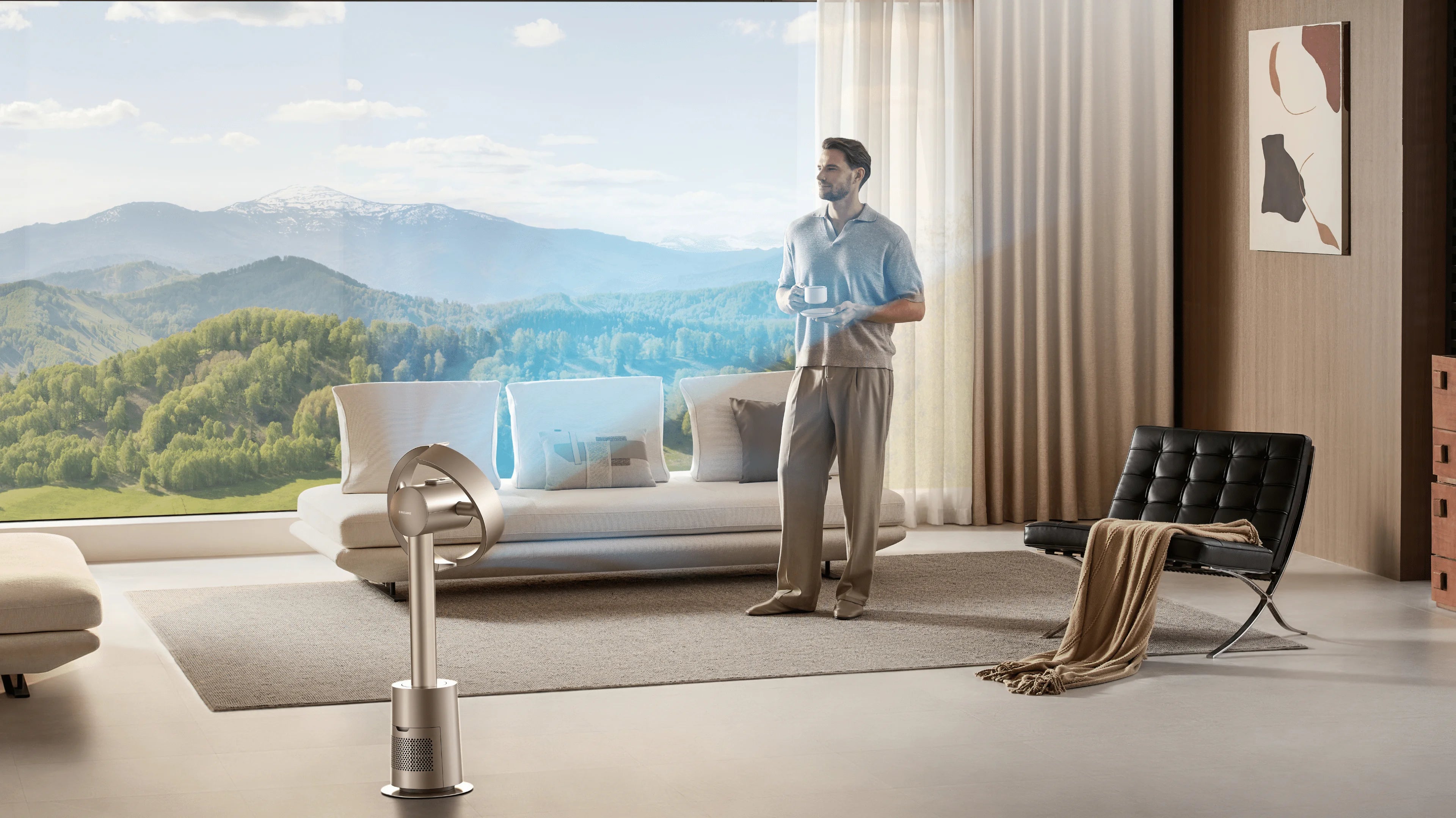 Le Dreame MF10 Ventilateur sans pales enveloppe tout le corps d'une brise douce et uniforme, sans les coups d'air désagréables des ventilateurs habituels.