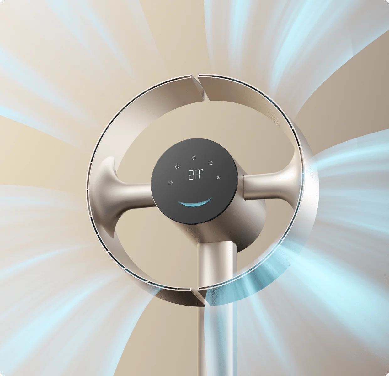Le canal d'air circulaire à quatre zones du Dreame MF10 Ventilateur sans pales concentre le débit avec précision pour une efficacité et une portée maximales.