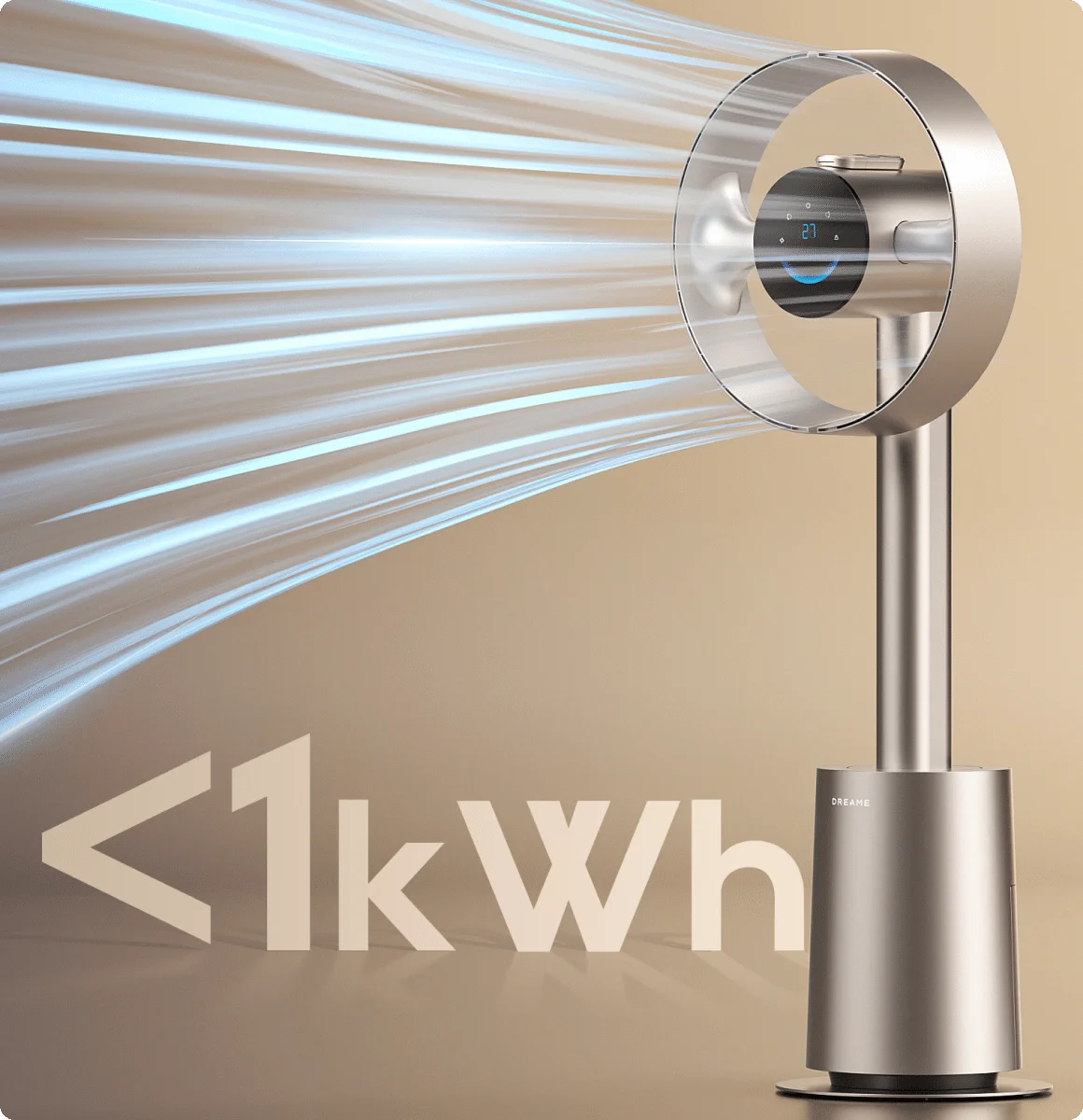 Grâce à TempSync™, le Dreame MF10 Ventilateur sans pales assure une fraîcheur nocturne toute la nuit en consommant moins de 1 kWh à faible vitesse.