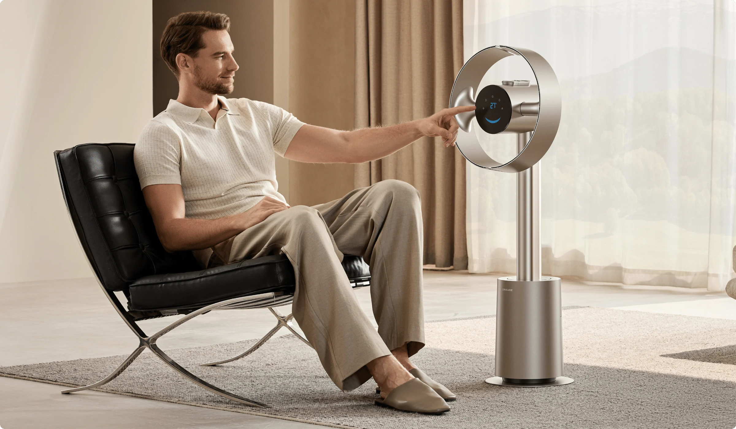 Dreame MF10 Ventilateur sans pales: écran tactile LED affichant l'état en temps réel, réglable d'un simple effleurement du doigt.