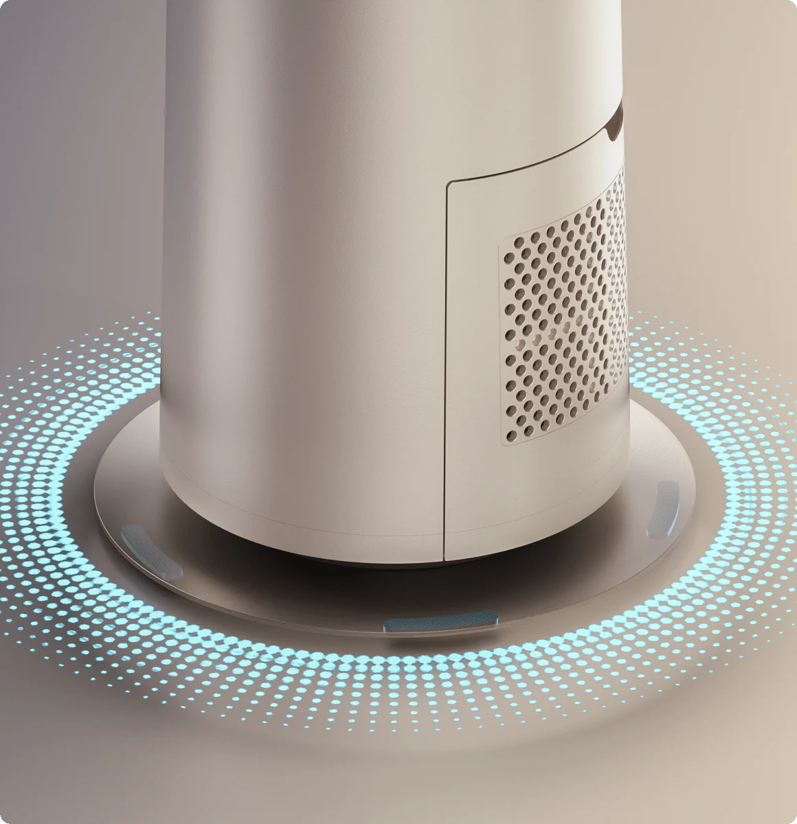 Dreame MF10 Ventilateur sans pales: socle métallique abaissant le centre de gravité pour une stabilité accrue.