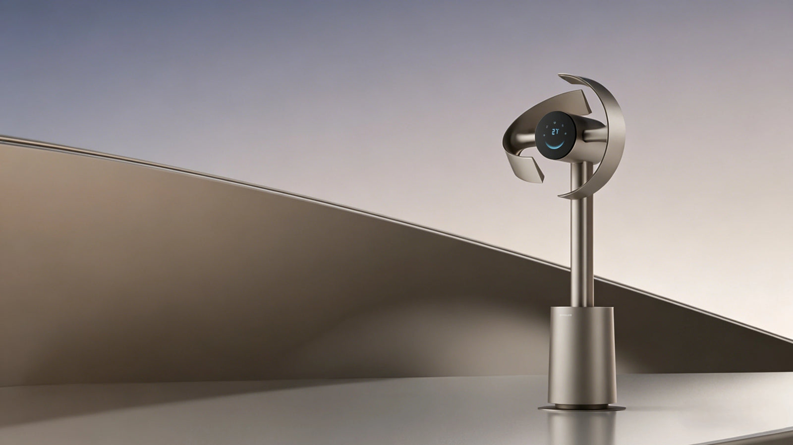 Le Dreame MF10 Ventilateur sans pales en or titane apporte une ventilation intelligente qui enveloppe toute la pièce.