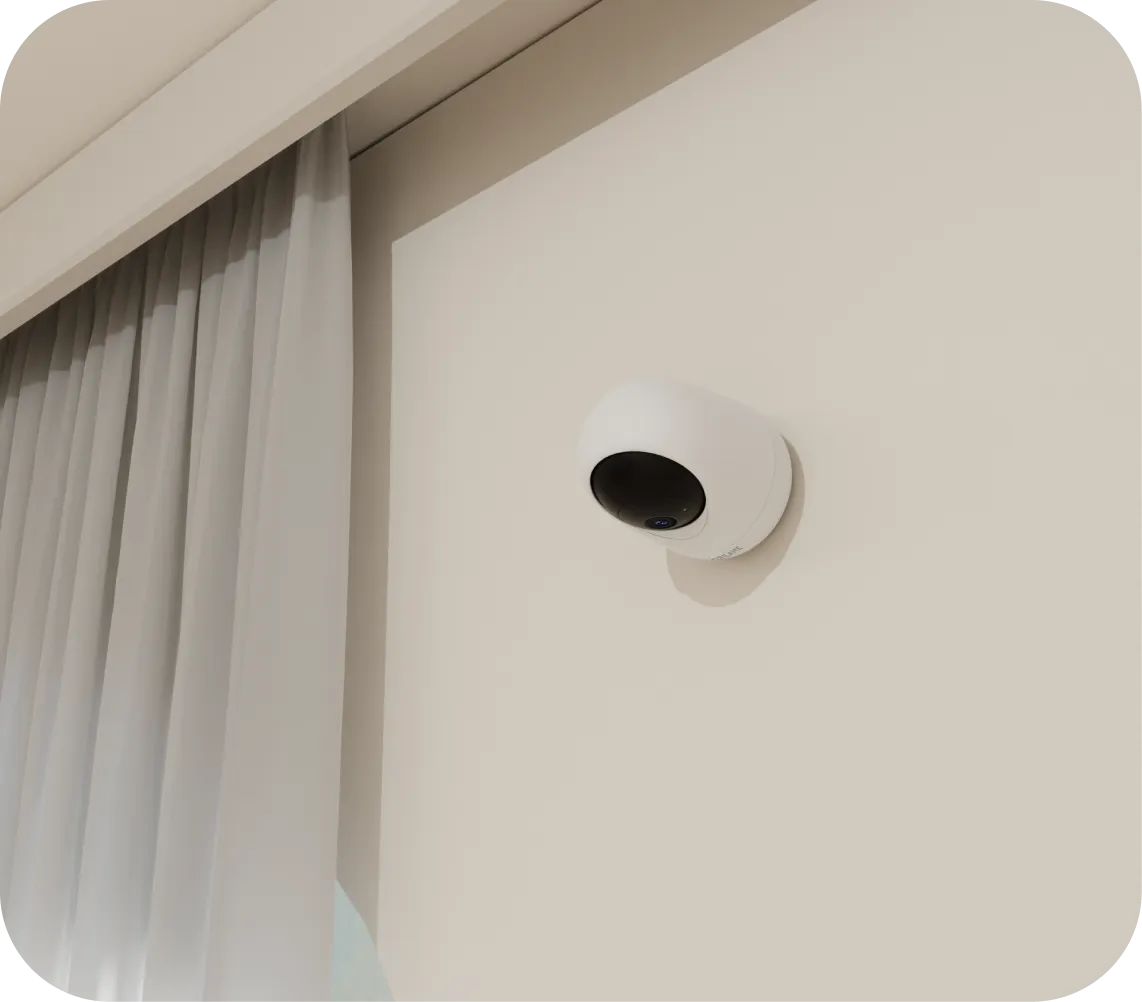 Dreame NAVO Care 1 InCam fixée au mur illustrant l'installation murale, vue de côté