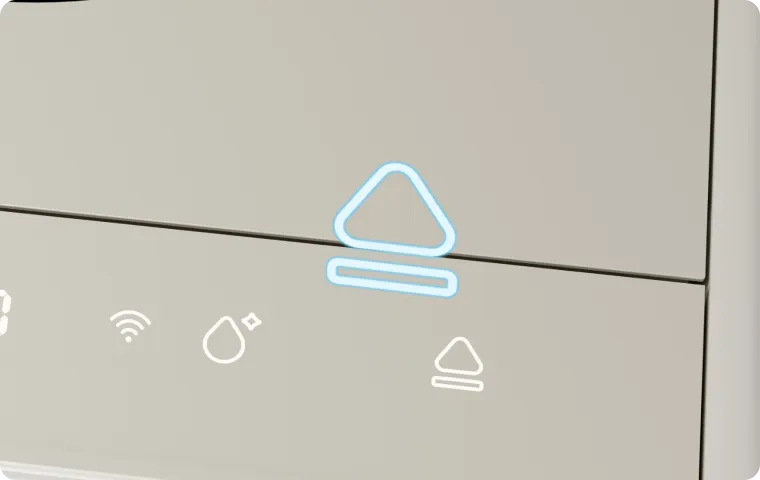 Le bouton lumineux d'ouverture du Dreame SF25 WiFi commande l'entrée des aliments et facilite l'ajout de déchets alimentaires.
