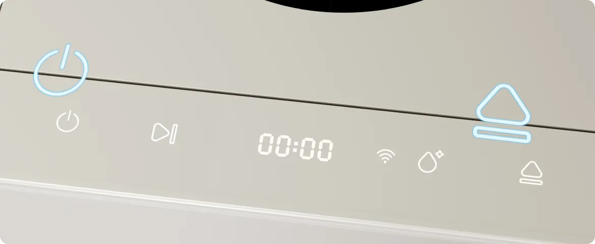Le panneau de commande du Dreame SF25 WiFi avec le mode verrouillage enfant activé bloque toutes les touches pour éviter toute utilisation accidentelle.