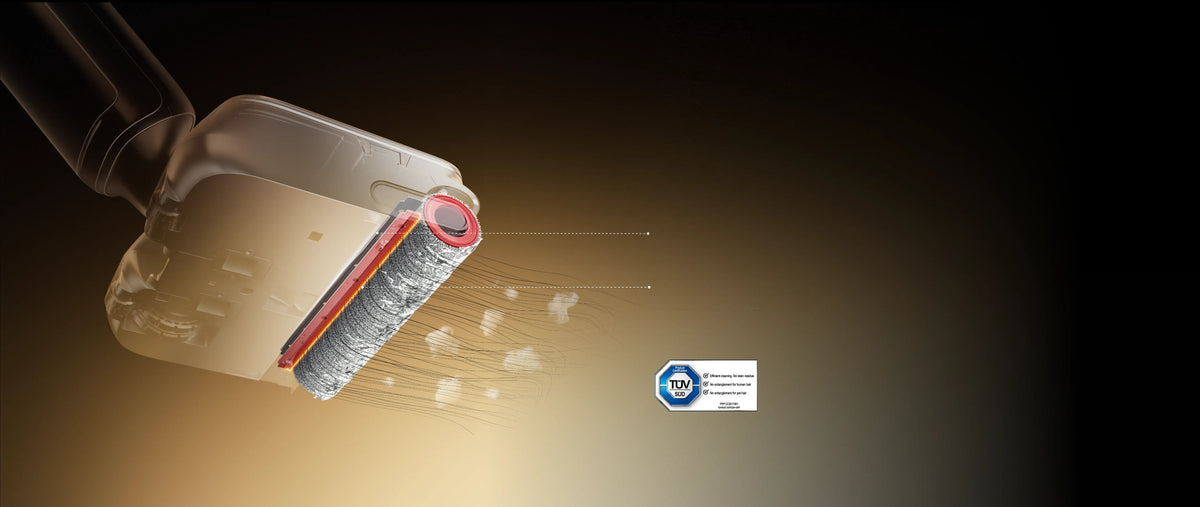 Système à deux racleurs qui maintient la brosse propre