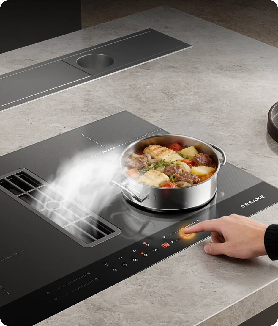 Design intégré hotte/plaque de cuisson