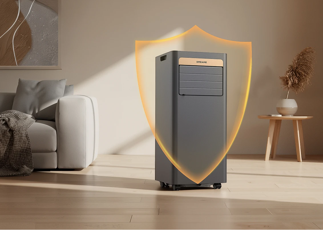 Dreame Climatiseur portable P-Wind10 9 000 BTU protège le compresseur avec un redémarrage différé de 3 minutes après une coupure de courant