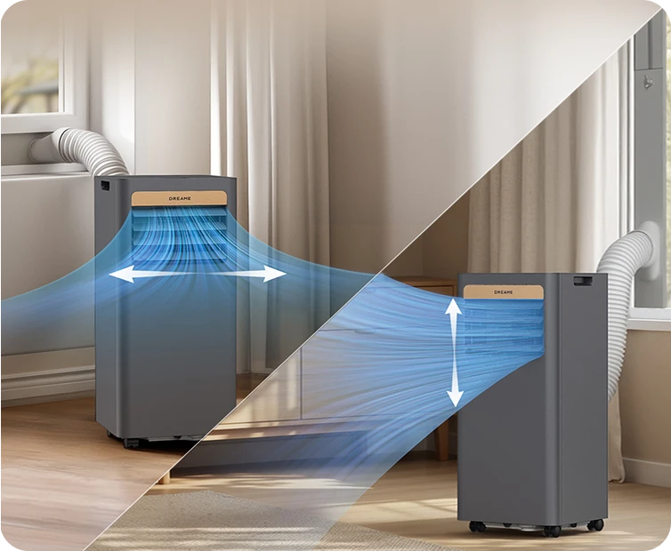 Dreame Climatiseur portable P-Wind10 9 000 BTU avec flux d'air 3D – diffusion horizontale et verticale pour une répartition uniforme de l'air frais